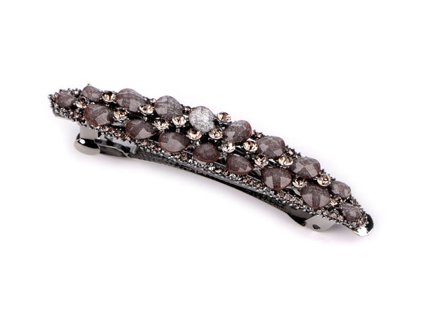 Premium Rhinestone French Hair Clip - Elegant Crystal Embellished Metal Barrette for Festive Hairstyles and Updos