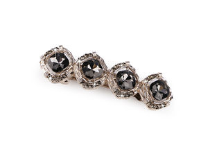 Elegant French Rhinestone Hair Clip - All-Metal Snap Barrette for Fine & Thick Hair