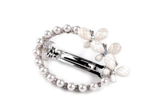 Elegant Pearl and Rhinestone Butterfly French Hair Clip - Luxury Bridal & Festive Hair Accessory