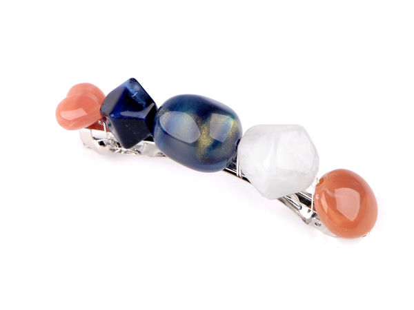 Premium Mineral-Inspired French Hair Clip with Acrylic Stones - Elegant All-Metal Accessory for All Hair Types