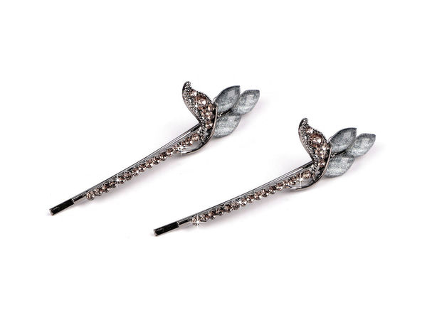 Elegant Rhinestone Hair Clips - Premium Sparkling Crystal Hair Pins for Festive Occasions and Daily Style, Set of 2