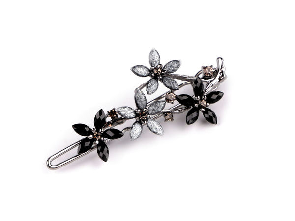 Premium Rhinestone Flower Hair Clip - Elegant Jewelry Metal Accessory with Secure Grip for Festive Events and Daily Wear