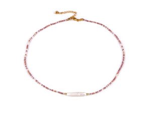 Japanese Seed Bead Necklace with Elegant Pearl Accent - Adjustable Stainless Steel Clasp