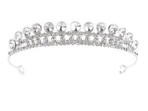 Crystal Silver Rhinestone Tiara Crown with Attachment Loops - Elegant Bridal, Evening, and Festive Hair Accessory