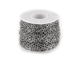 Premium 3.8mm Stainless Steel Round Link Chain for Jewelry Making, Platinum Finish (Sold by the Meter)