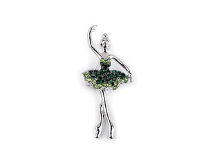 Elegant Ballerina Rhinestone Brooch - Premium Metal and Glass Dancer Pin