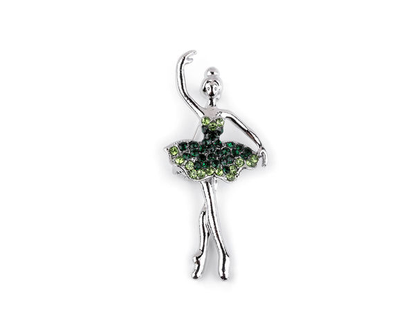 Elegant Ballerina Rhinestone Brooch - Premium Metal and Glass Dancer Pin