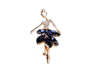 Elegant Rhinestone Ballerina Brooch - Vintage-Inspired Metal and Glass Dancing Figure Fashion Pin