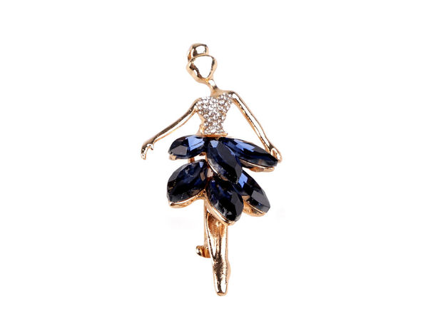 Elegant Rhinestone Ballerina Brooch - Vintage-Inspired Metal and Glass Dancing Figure Fashion Pin