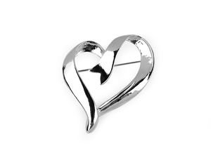 Elegant Heart Brooch Pin - Minimalist Metal and Glass Jewellery for Casual and Formal Occasions