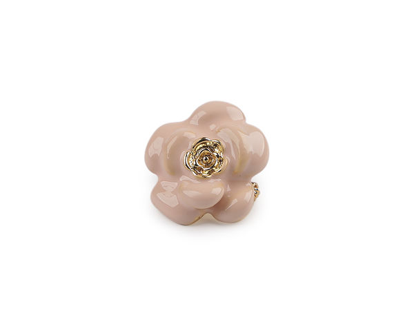 Elegant Floral Brooch Pin - Classic Flower Design with Mother-of-Pearl and Enamel Finish