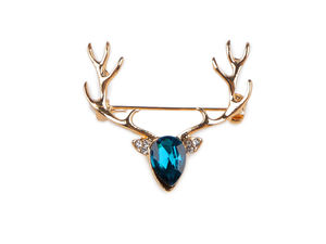 Rhinestone Deer Head Christmas Brooch - Elegant Holiday Lapel Pin & Festive Accessory