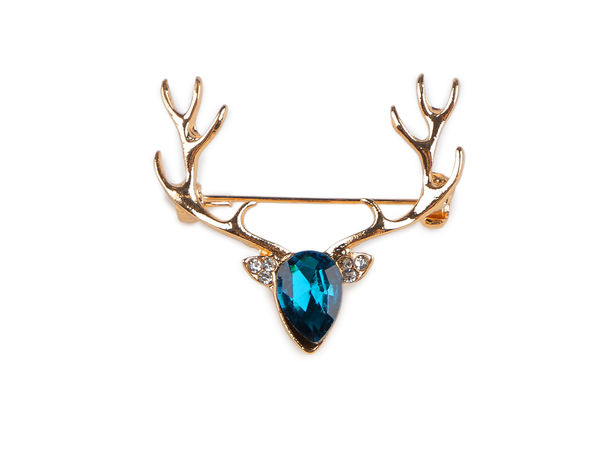 Rhinestone Deer Head Christmas Brooch - Elegant Holiday Lapel Pin & Festive Accessory