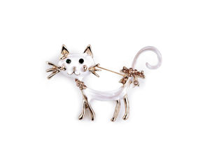 Chic Enamel Cat Brooch Pin - Playful and Elegant Animal Lapel Pin for Clothes, Scarves, and Bags