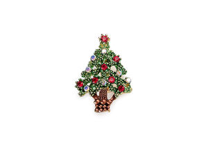Sparkling Green Rhinestone Christmas Tree Brooch - Elegant Festive Holiday Pin