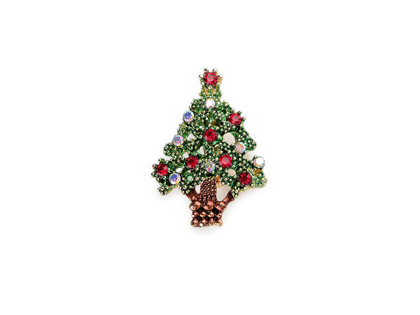 Sparkling Green Rhinestone Christmas Tree Brooch - Elegant Festive Holiday Pin