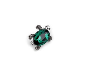 Miniature Rhinestone Turtle Brooch Pin - Elegant Crystal Accent Accessory