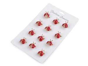 Miniature Enamel Ladybug Brooch - Red Enamel Pin for Clothing, Scarves, and Bags (12-Piece Set)