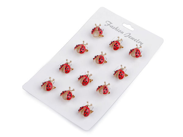 Miniature Enamel Ladybug Brooch - Red Enamel Pin for Clothing, Scarves, and Bags (12-Piece Set)