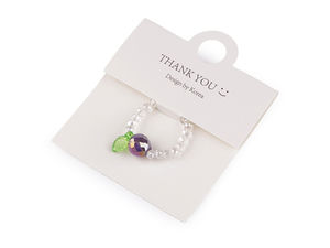 Handcrafted Elastic Beaded Ring with Iridescent AB Shimmer - Fruit & Leaf Motif, Universal Fit