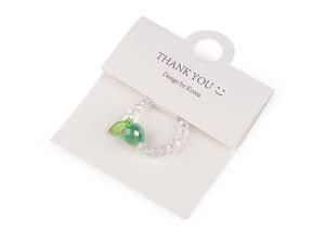 Handcrafted Elastic Beaded Ring with Iridescent AB Shimmer - Fruit & Leaf Motif, Universal Fit