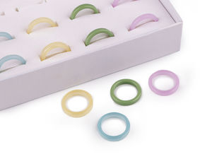 Minimalist Acrylic Ring Set in Presentation Display Box - Universal Size 50