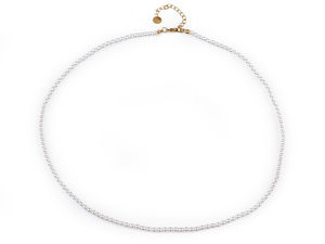 Classic Wax Pearl Bead Necklace with Adjustable Stainless Steel Lobster Clasp