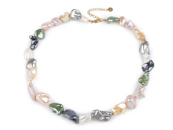 Lustrous Natural Shell Fragment Bead Necklace with Adjustable Stainless Steel Clasp