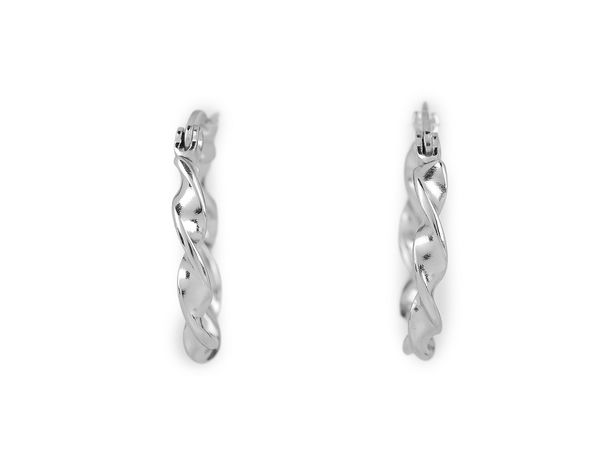 Premium Twisted Stainless Steel Hoop Earrings - Elegant High-Shine Snap-On Hoops
