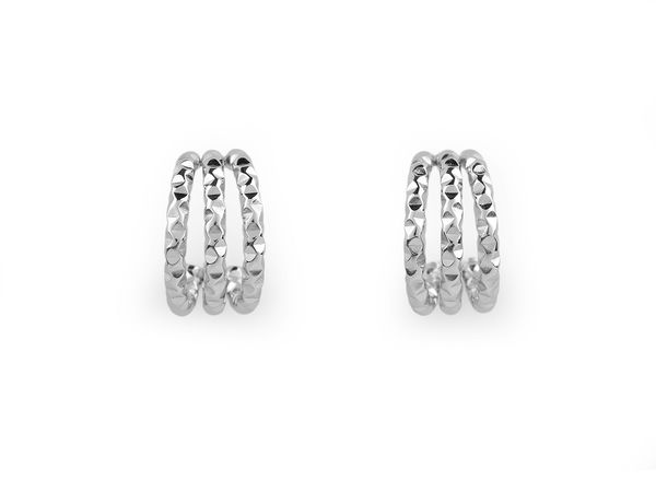 Elegant Triple-Row Stainless Steel Open Hoop Earrings