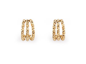 Elegant Triple-Row Stainless Steel Open Hoop Earrings