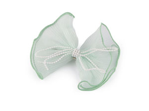 Elegant Bow Hair Clip with Pearl Chain Accent - Premium Shimmer Ribbon Hair Barrette