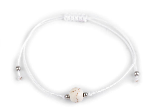 Adjustable Shamballa Cord Bracelet with Imitation Mineral Bead Accent - Universal Fit Stackable Wristwear