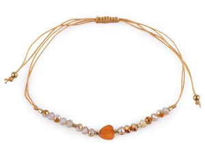 Adjustable Heart Charm Shamballa Bracelet with Faceted AB Effect Beads