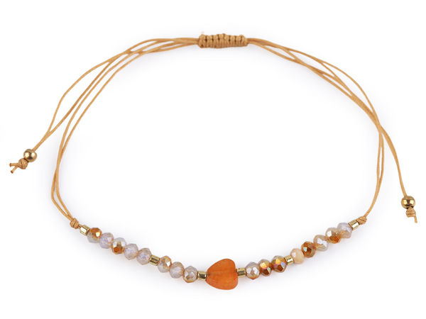 Adjustable Heart Charm Shamballa Bracelet with Faceted AB Effect Beads