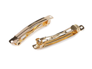 Gold French Hair Clip Base (9x79mm) - Premium Blank Metal Barrette with Attachment Holes for DIY Jewelry & Hair Accessory Crafting