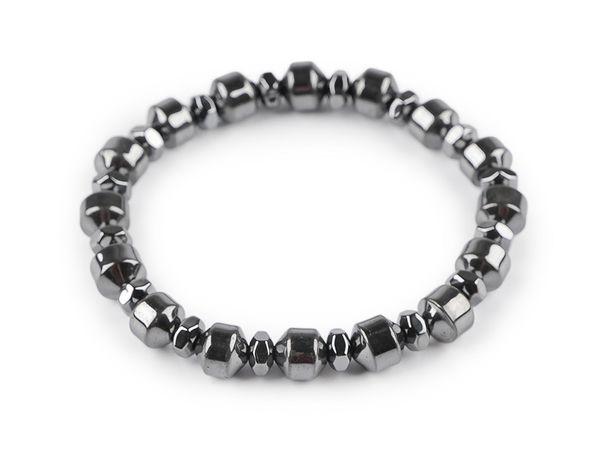 Unisex Elastic Hematite Bead Bracelet - Universal Stretch Mineral Jewelry