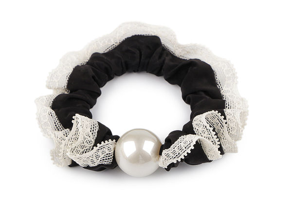 Elegant Pearl and Lace Elastic Hair Tie & Bracelet Accessory