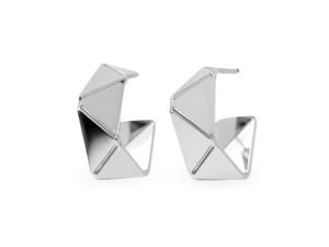 Geometric Origami-Style Open Circle Stud Earrings - Premium Stainless Steel