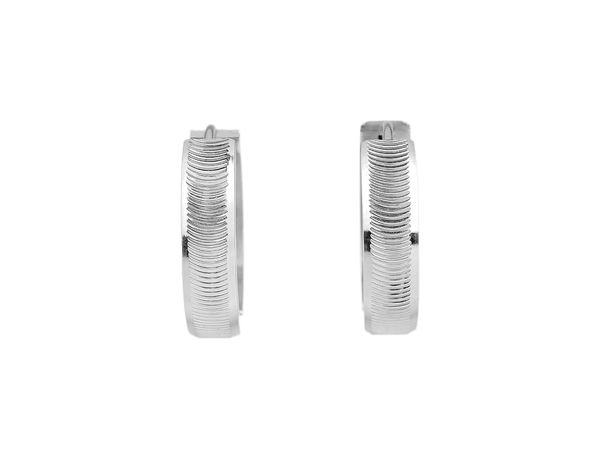 Textured Stainless Steel Hoop Earrings - Hypoallergenic Classic Huggie Earring Set