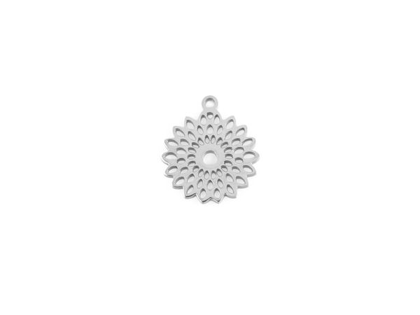 Gold Stainless Steel Four-Leaf Clover Mandala Pendant for DIY Jewelry Making