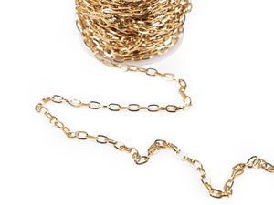 Premium Gold Stainless Steel Flat Oval Link Chain for Jewelry Making - 4mm & 6mm Unfinished Chains