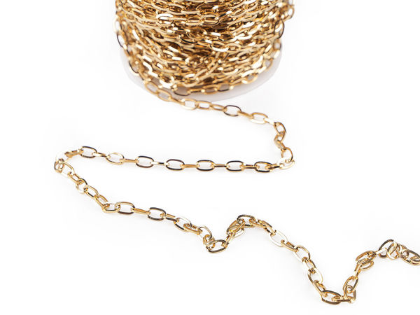 Premium Gold Stainless Steel Flat Oval Link Chain for Jewelry Making - 4mm & 6mm Unfinished Chains