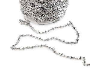 Stainless Steel Cross Link Chain for Jewelry Making - 4mm & 5mm Platinum Finish