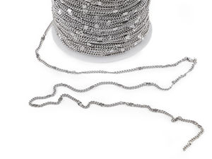 Platinum-Tone Decorated Stainless Steel Chain (2mm) - Star-Embossed Link Chain for Jewelry Making