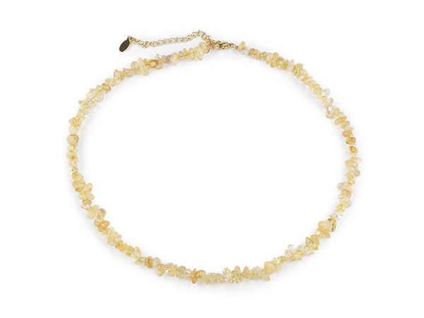 Natural Mineral Fragment Bead Necklace - Handcrafted Gemstone Chip Collar with Adjustable Stainless Steel Extension Chain