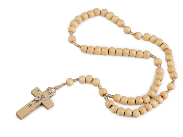 Handcrafted Wooden Rosary with Cross - Traditional Five-Decade Prayer Beads on Durable Cord