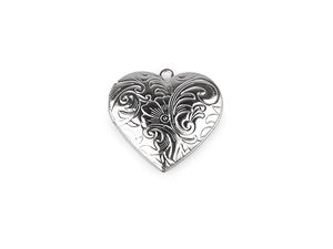 Premium Stainless Steel Heart Photo Locket Pendant - Elegant 29mm Decorated Keepsake Charm