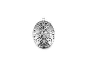 Premium Decorated Stainless Steel Photo Locket Pendant - Mirror-Shine Opening Medallion