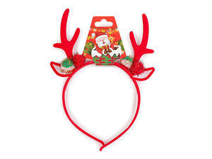 Holiday Reindeer Antlers & Ears Festive Headband - Glittering Pompom Party Hair Accessory for Christmas, Carnivals, & Celebrations
